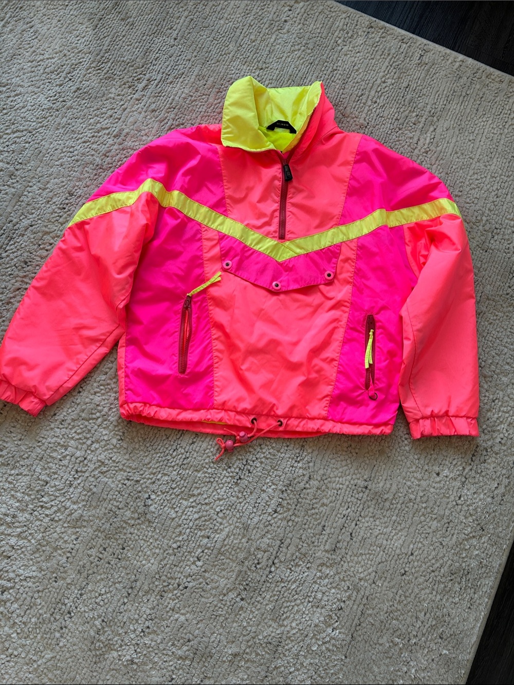 Alpine Design Neon Pink & Yellow Pullover jacket